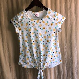 ❤️ 4/$15 ❤️ Girls Tie Front Pineapple Shirt